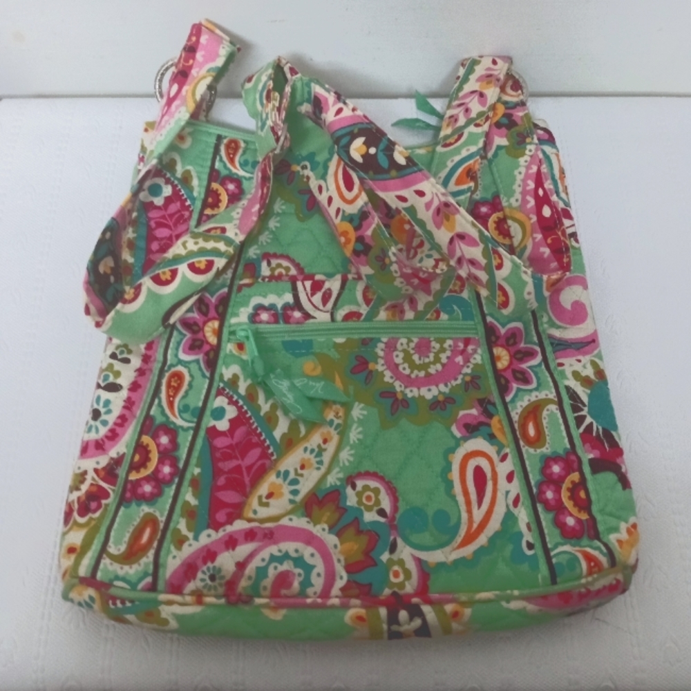 Vera Bradley Quitted Green Adjustable Crossbody Women's Purse - Picture 2 of 9
